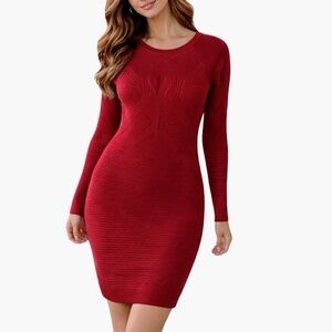 Bebe Darla Ornate Ottoman Sweater Dress, Burgundy, XS